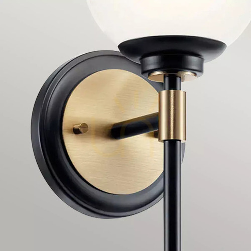 Check Benno IP44 Wall Light - 1 Light - Black, Champagne Bronze Elstead
