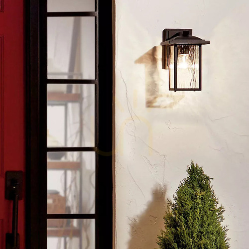 Check Elstead Cappanna small outdoor wall lantern, textured black, 1×E27