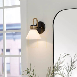 Farum IP44 bathroom wall light - 1 light source - black, champagne bronze Elstead small 6