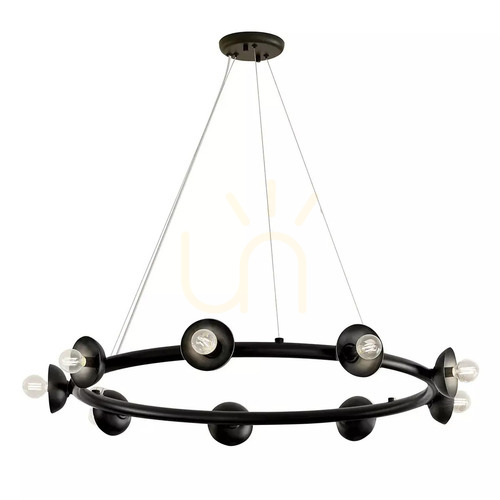 Check Palta chandelier - 9 light sources - Satin black Elstead