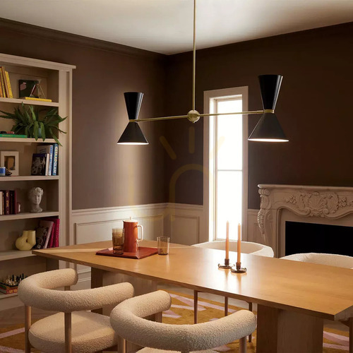 Check Phix Elstead linear pendant chandelier 4xE27 130 cm champagne bronze and black