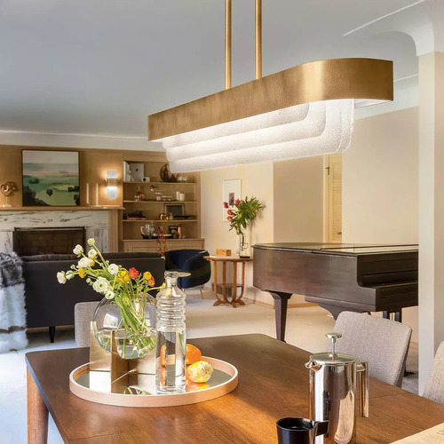 Check Serene LED island pendant 92.5 cm - Natural Brass Elstead