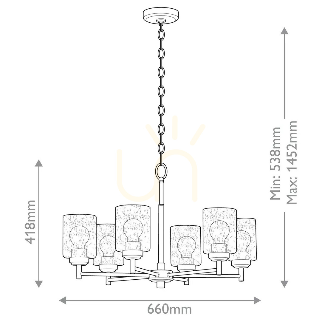 Preview Winslow chandelier - 6 light sources - Natural brass Elstead Winslow chandelier - 6 light sources - Natural brass Elstead