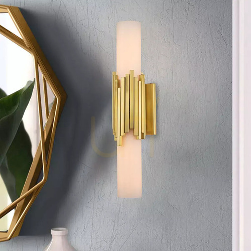 Check Marvele 2 Light Wall Light - Aged Brass Elstead