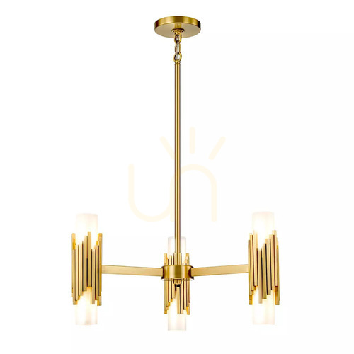 Check Marvele chandelier - 6 light sources - Aged brass Elstead