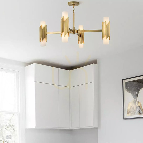 Check Marvele chandelier - 8 light sources - Aged brass Elstead