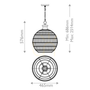 Casablanca pendant lamp - 3 light sources - Palladian bronze Elstead small 7