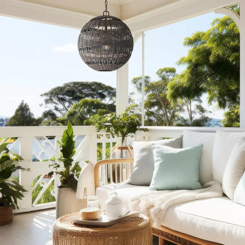 Check Elstead Lindendale outdoor pendant light faux rattan Western Bronze E27 max. 60 W IP44 QZ-LINDENDALE-P-WT