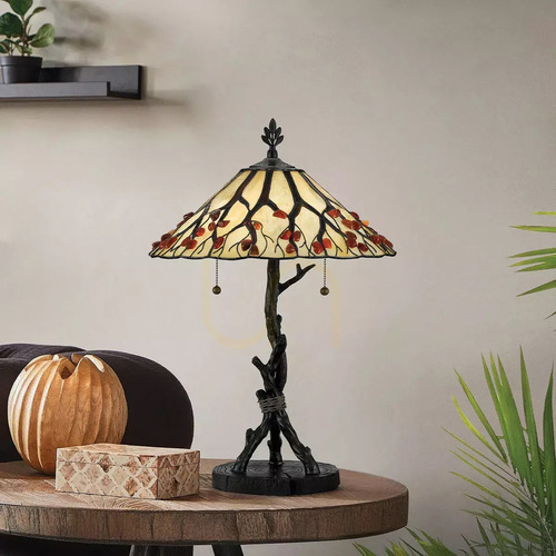Check Whispering Tiffany table lamp - 2 light sources - Valiant bronze Elstead