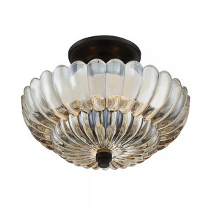 Whitecap Semi-Flush Ceiling Light - 3 Light Sources - Cocoa Brown, Amber Glass Elstead small 1