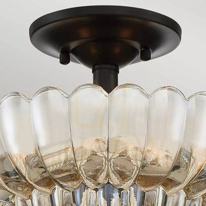 Whitecap Semi-Flush Ceiling Light - 3 Light Sources - Cocoa Brown, Amber Glass Elstead small 3