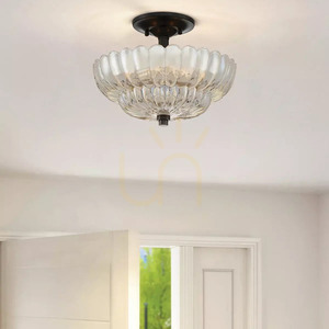 Whitecap Semi-Flush Ceiling Light - 3 Light Sources - Cocoa Brown, Amber Glass Elstead small 5