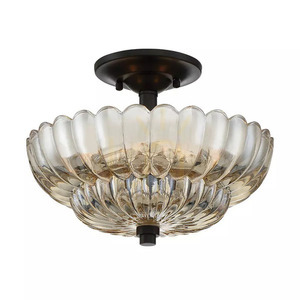 Whitecap Semi-Flush Ceiling Light - 3 Light Sources - Cocoa Brown, Amber Glass Elstead small 0