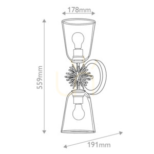 Staring 2 Light Wall Light - Distressed Gold Elstead small 4