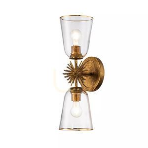 Staring 2 Light Wall Light - Distressed Gold Elstead small 0