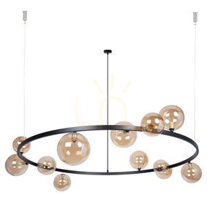 Chandelier Sigma BOLERO 12-Light Black Amber Glass G9 41324 small 0