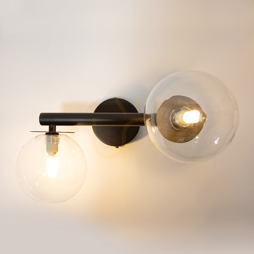 Check Wall Lamp Sigma Avola 2 Black Transparent Glass G9 41487