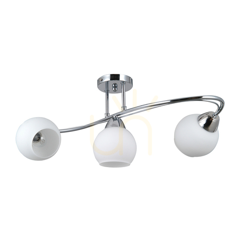 Check Italux Bevio ceiling light chrome 3xE27 white opal glass shades 58 cm PND-40692-3-CH