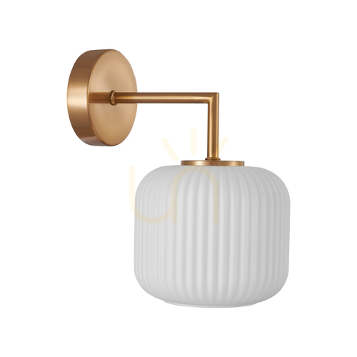 Check Italux Wall Sconce Gold White Glass E27 25 cm WL-408817-1-HBR-WH
