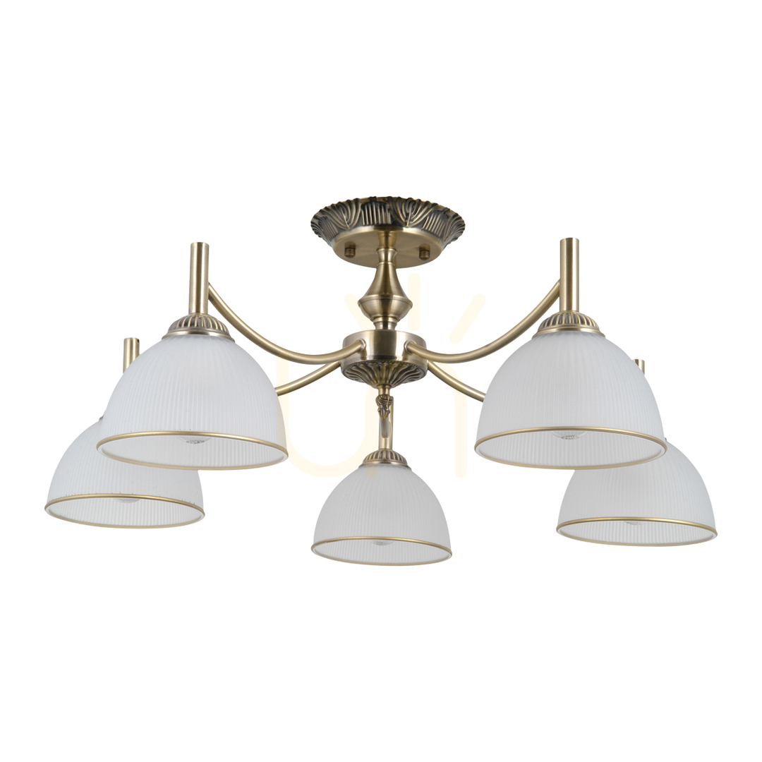 Italux Fener 5-Light Brass White Opal Pendant Lamp PND-40653-5-ABR-WH