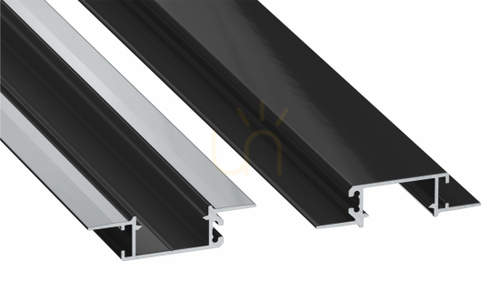 Check Lumines ZATI LED Profile, Recessed into Plasterboard, Black Lacquered, Non-Perforated, 2.02 m