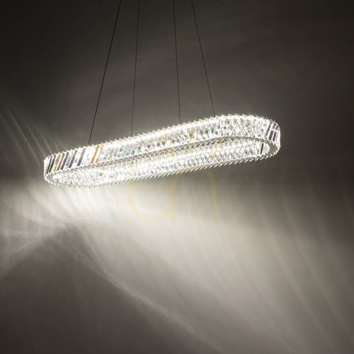 Check Nowodvorski LUXORA OVAL LED 11707 crystal chandelier nickel 40 W 120 cm