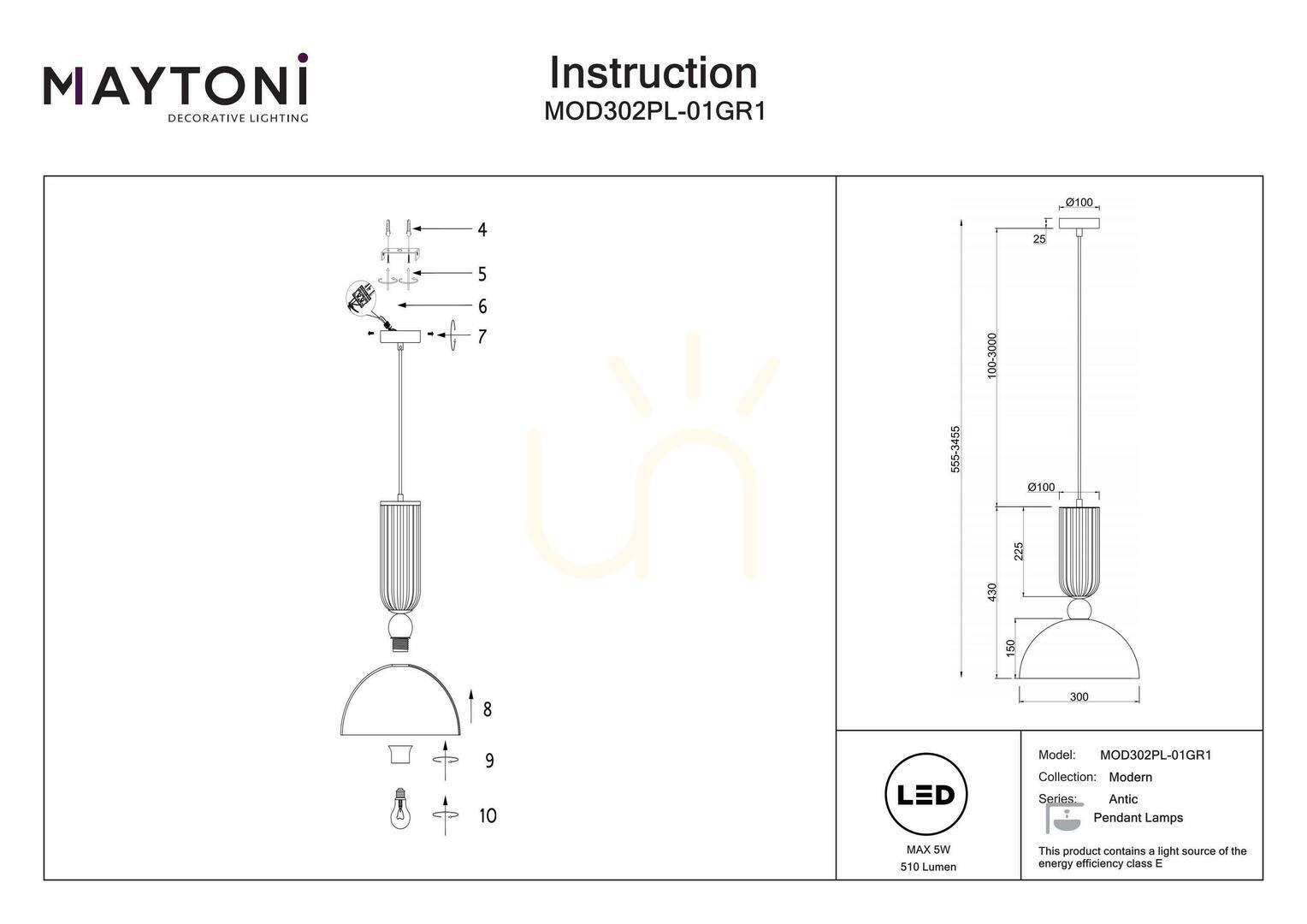 View ANTIC pendant lamp MOD302PL-01GR1 Maytoni ANTIC pendant lamp MOD302PL-01GR1 Maytoni