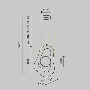 OPUS pendant lamp MOD380PL-01GR Maytoni small 10