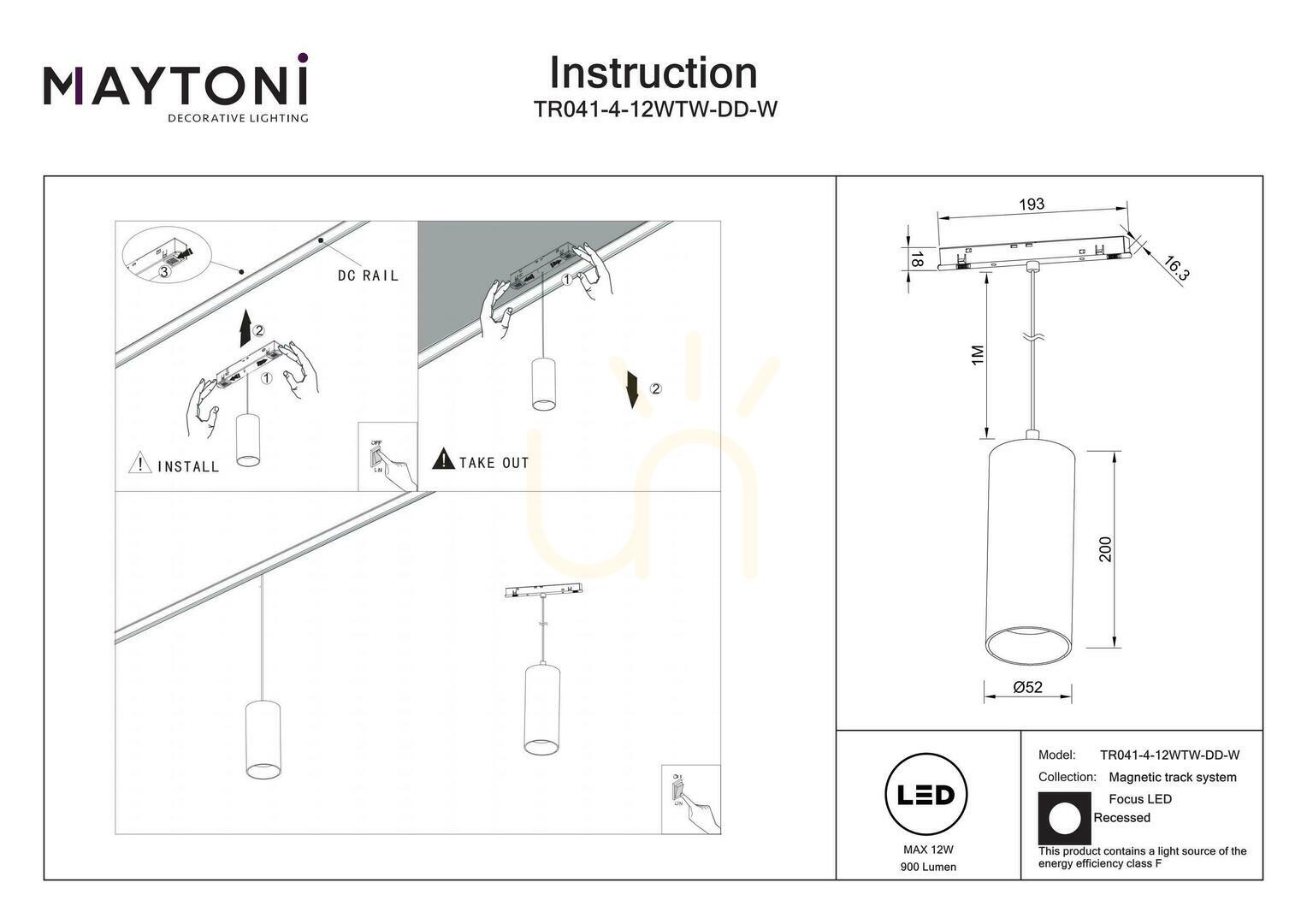 View FOCUS LED track pendant lamp TR041-4-12WTW-DD-W Maytoni FOCUS LED track pendant lamp TR041-4-12WTW-DD-W Maytoni