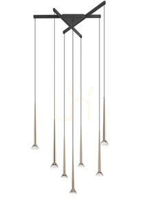 Zuma Line BOSTON P0603-07C-SDB1 pendant light, 7 x LED, 3850 lm, 3000 K, matt black and gold, 81 cm, height 88-168 cm small 0
