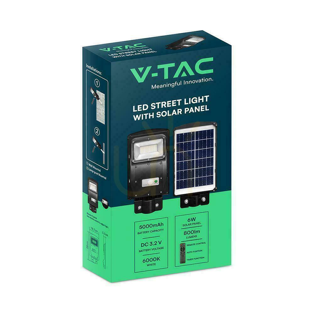 Check Streetlight LED Solar V-TAC 6W Black VT-ST63W 6000K 800lm. Streetlight LED Solar V-TAC 6W Black VT-ST63W 6000K 800lm.
