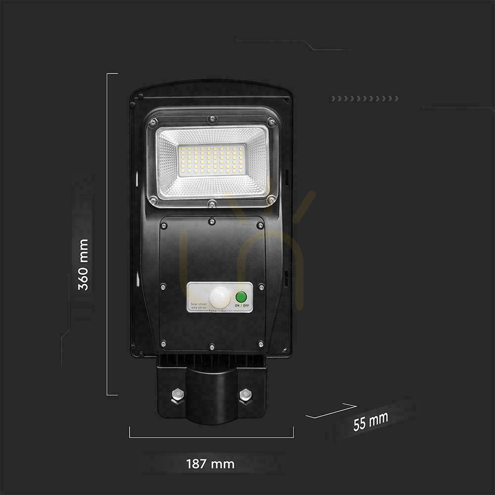 View Streetlight LED Solar V-TAC 6W Black VT-ST63W 6000K 800lm. Streetlight LED Solar V-TAC 6W Black VT-ST63W 6000K 800lm.