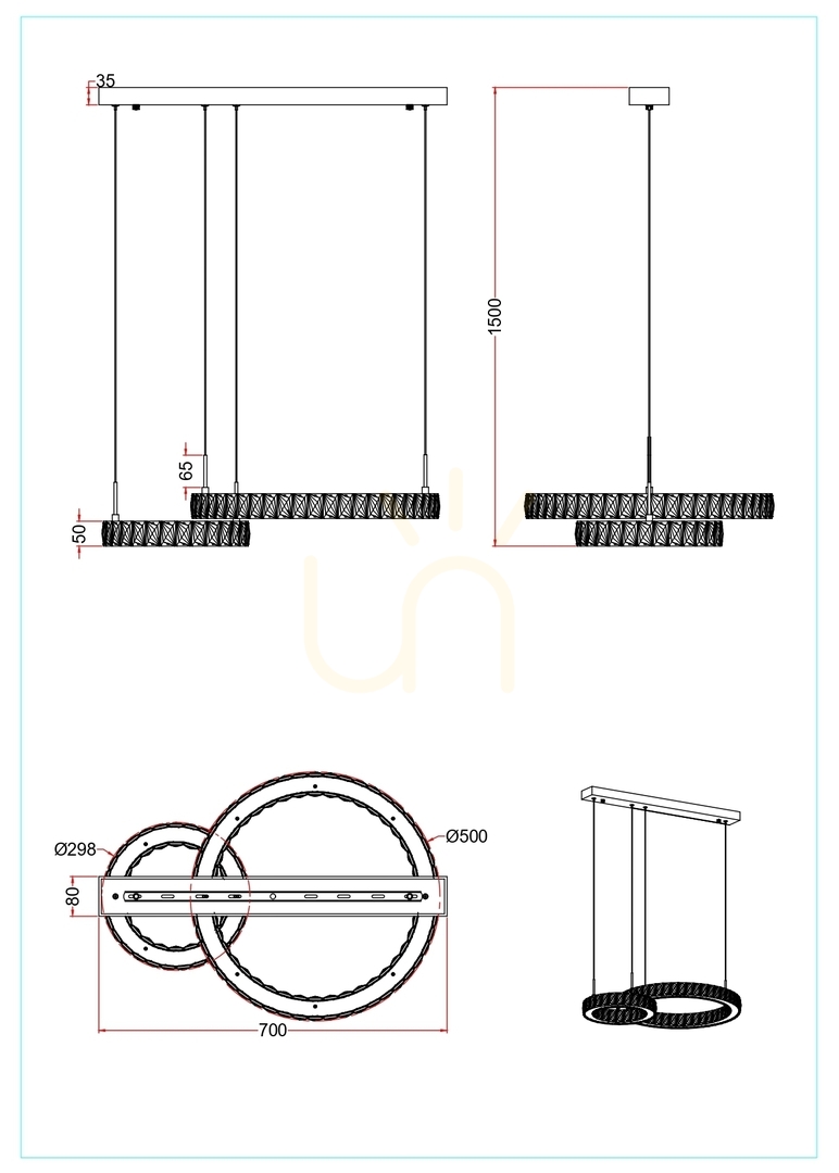Display Pendant lamp Zuma Line GIRONA MD3713-2-3GT gold 1xLED Pendant lamp Zuma Line GIRONA MD3713-2-3GT gold 1xLED