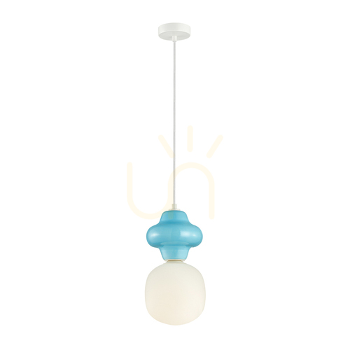 Check Italux Blue Glass Ceramic Pendant Light E14 18 cm PND-94331-1L-BLU