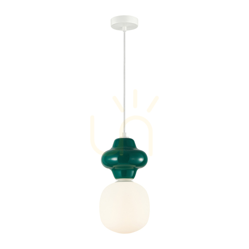 Check Italux Green Glass Ceramic Pendant Light E14 18 cm PND-94331-1L-GRN
