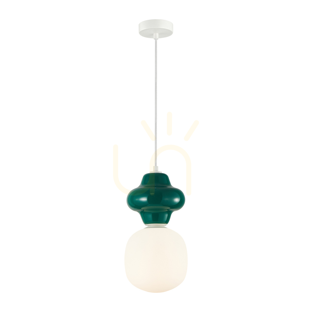 Italux Green Glass Ceramic Pendant Light E14 18 cm PND-94331-1L-GRN