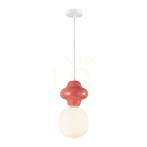 Check Italux Red Glass Ceramic Pendant Light E14 18 cm PND-94331-1L-RED