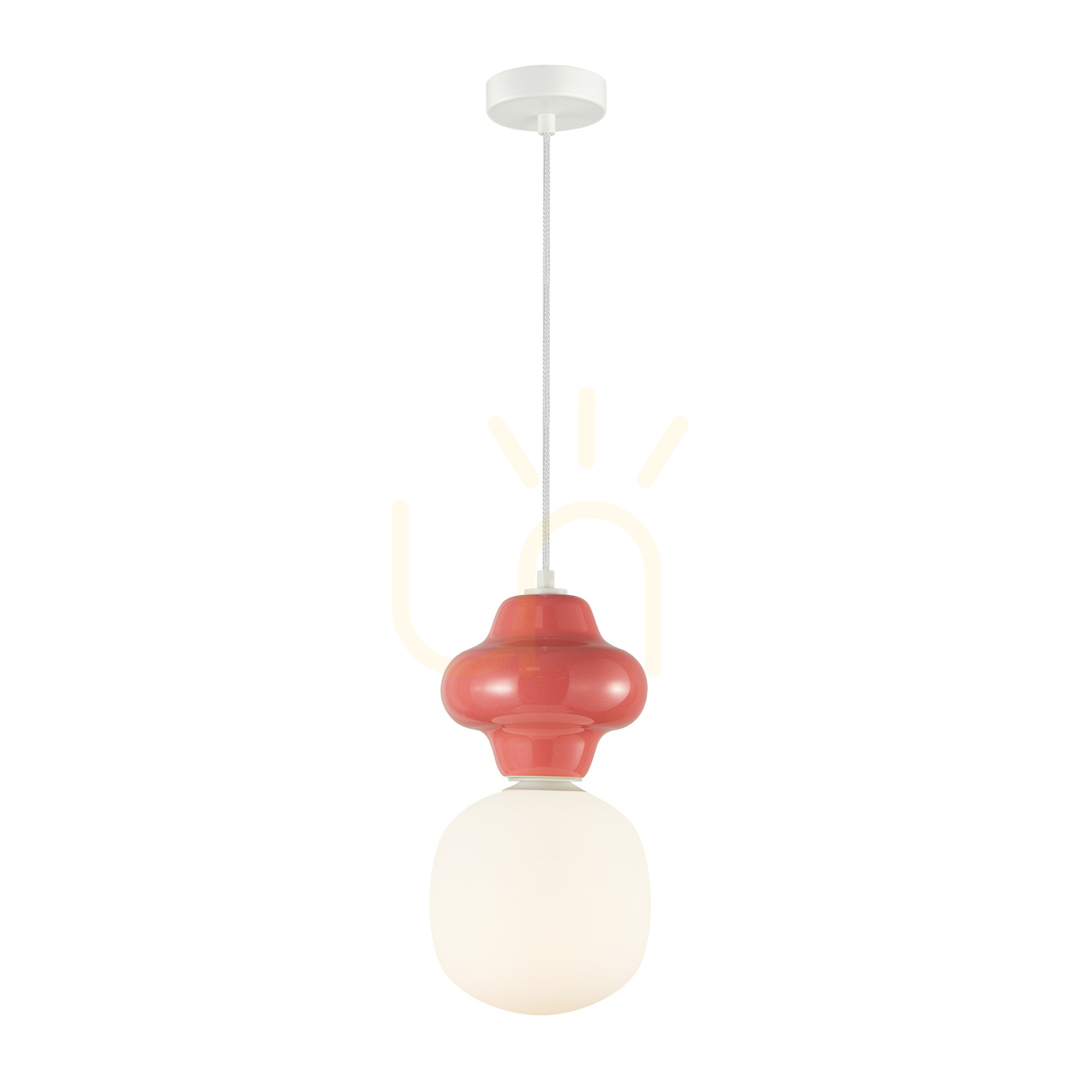 Italux Red Glass Ceramic Pendant Light E14 18 cm PND-94331-1L-RED