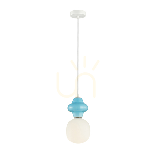 Check Italux Blue Glass Ceramic Pendant Light E14 15 cm PND-94331-1S-BLU