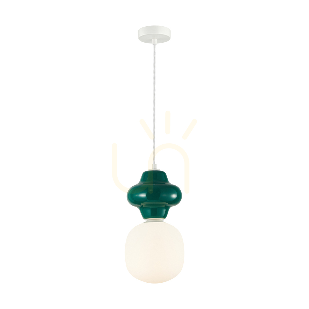 Italux Green Pendant Lamp E14 15 cm White Glass Ceramic PND-94331-1S-GRN