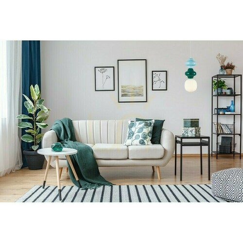 Check Italux Latera blue and green pendant light with white shade E14 18 cm PND-94331A-1S-MLTI