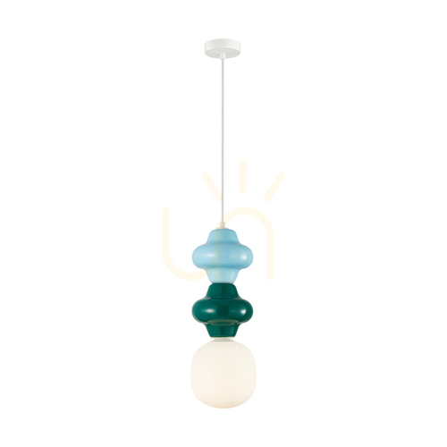 Check Italux Blue Glass Ceramic Pendant Light E14 18 cm PND-94331A-1S-MLTI