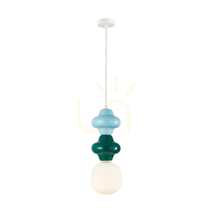 Italux Latera blue and green pendant light with white shade E14 18 cm PND-94331A-1S-MLTI small 0