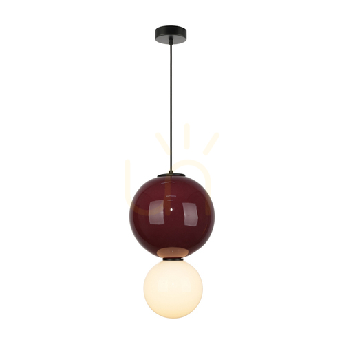Check Italux Pieve LED Pendant Light Burgundy Glass Ceramic 25 cm PND-95221-1L-PRP