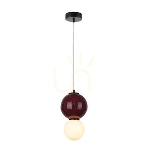 Pendant Light Italux Pieve LED burgundy ceramic and white glass 15 cm 5W 3000K PND-95221-1S-PRP small 0