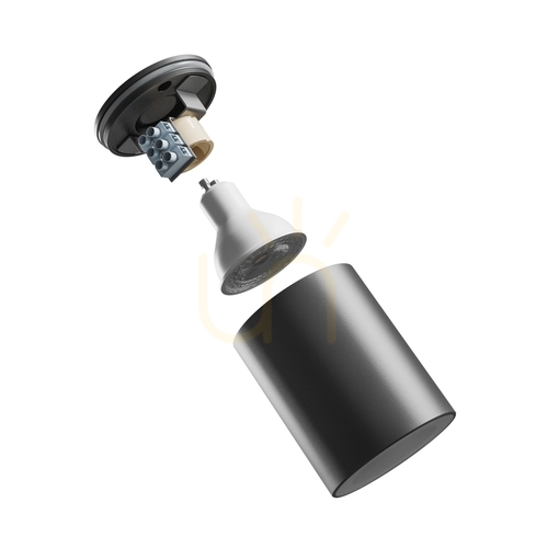 Check Chloe Gu10 Surface-mounted Gu10 250 V Ip44 70 X90 Mm Black Round Fixed.