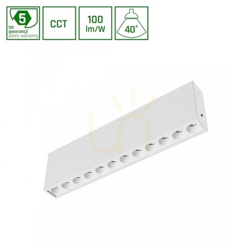 Check Grid S Surface mounted luminaire 12 W Cct 230 V 40st Ip20 222x26x60mm White 5 Years Gw. Spectrum