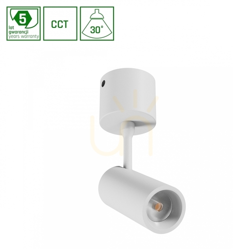 Check Spot M Surface-mounted luminaire 10 W Cct 230 V 30st Ip20 dia.44 X145x205mm White 5 Years Guaranteed. Spectrum
