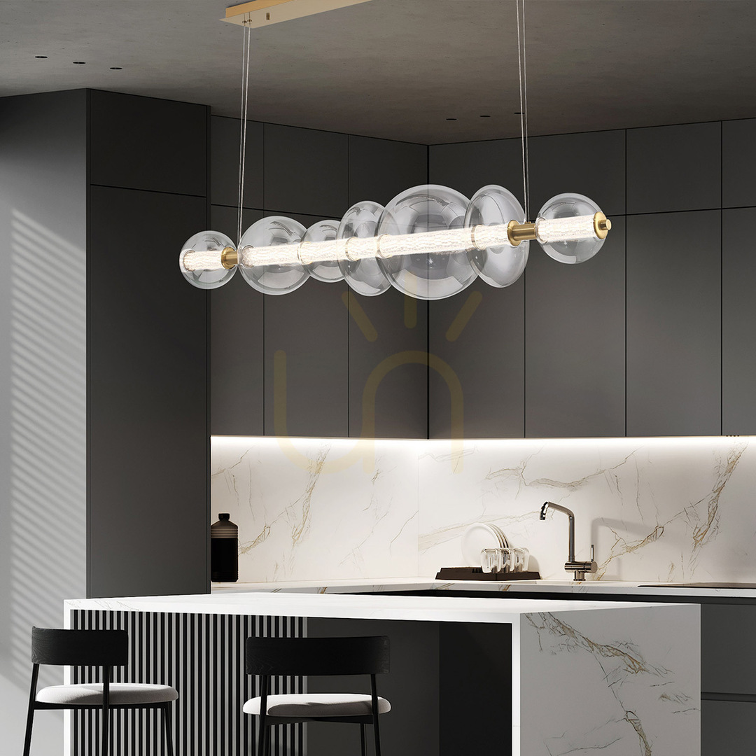 Preview ATOMO island lamp - 7 light sources - Brushed gold QUINTIESSE ATOMO island lamp - 7 light sources - Brushed gold QUINTIESSE