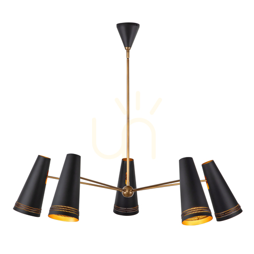 Check BRICKELL chandelier - 5 light sources - Matte black QUINTIESSE